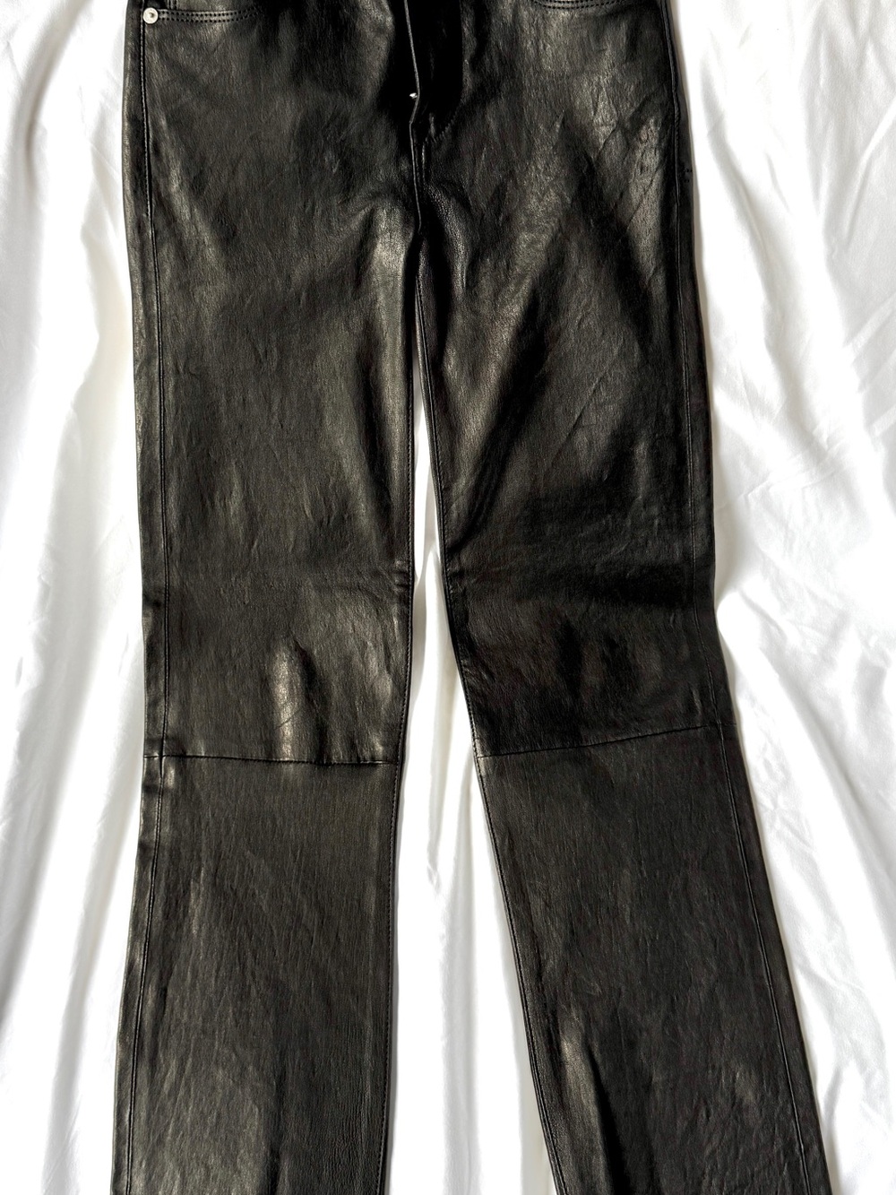 Frame le High Black Leather Straight-Leg Pants